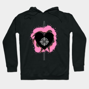 black heart with pink pint background Hoodie